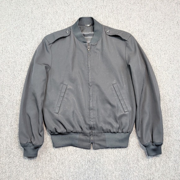 Neptune Garment Co Vintage Military Bomber Jacket L Black Wool Flight Pilot Coat — photo 2